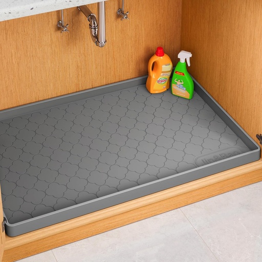 [BRSREEILCQAQIA3V] Jin&Bao Waterproof Under Sink Mat 34" x 22", Thick Silicone Mat Cabinet Protector for Kitchen and Bathroom, Shelf Liner, Home Organizer and Storage, Multipurpose Tray for Gadgets and Essentials