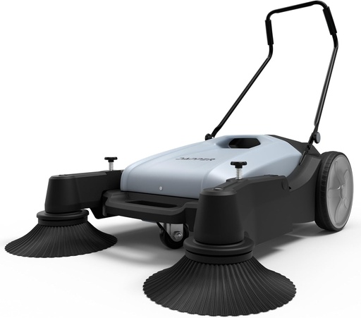 [BRSROAQFOQFWYALB] Walk-Behind Outdoor Hand Push Floor Sweeper - 10.5 Gallon Capacity - 36" Sweeping Width - Sweeps up to 39,500 ft/Hour, Grey