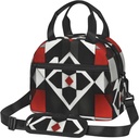 Abstract Geometric Pattern Print Reusable Lunch Bag Insulated Lunch Boxes for Office Work Picnic Tote Bag Adjustable