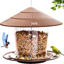 Bird Feeder Outdoor Hanging for Wild Bird Seed, Brown
