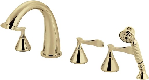 [BRSWIZI7BMABYCAZ] Kingston Brass KS23625CFL Century Roman Tub Faucet with Hand Shower, Polished Brass