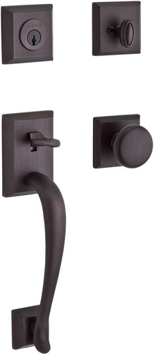 [BRSWKZDRAUGBQHTC] Baldwin SCNAPXROUTSR112 Reserve Single Cylinder Handleset Napa x Round with Traditional Square Rose in Aged Bronze Finish