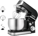 Kitchen in the box Stand Mixer,3.2Qt Small Electric Food Mixer,6 Speeds Portable Lightweight Kitchen Mixer for Daily Use with Egg Whisk,Dough Hook,Flat Beater (Black) (Renewed)