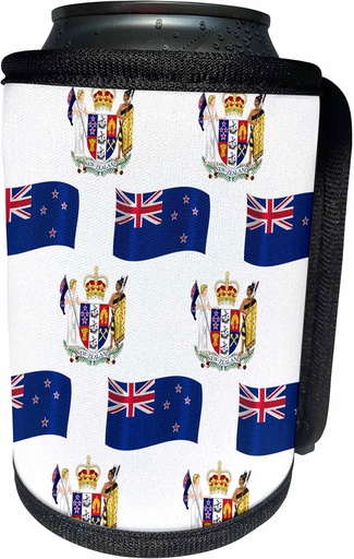 [BRSWGCYEOEDREEL5] Can Cooler Bottle Wrap - Celebrate your heritage and love of country with the Flag and Coat of Arms pattern of New Zealand. Country Patterns