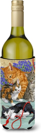 [BRSWKZIMOAMBGD3O] Caroline's Treasures ASA2150LITERK Cats Wine Bottle Hugger Bottle Cooler Sleeve Hugger Machine Washable Collapsible Insulator Beverage Insulated Holder