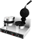 Commercial Waffle Maker,Waffle Iron with Temp and Time Control,2400W Non-stick Electric Dual-Head Round Waffle Baker Machine for Restaurants, Waffle Houses, and Carnival Events