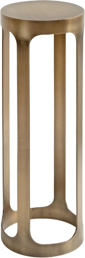 [BRSRAGIOOF6GAH3P] Kate and Laurel Dahl Modern Metal Round Outdoor Drink Table; 8 x 8 x 23; Antique Brass; Circle Accent Pedestal Patio Mini Table for Use as Living Room Plant Stand or Small Bedroom Nightstand