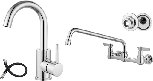 [BRSRA2QFOICWC3YU] Airuida Bar Sink Faucet Single Hole Single Handle Bathroom Sink Faucet Kitchen Small Prep Wet Farmhouse RV Lavatory Vanity Mixer Wall Mount Kitchen Sink Faucet Commercial Sink Faucet 8 Inch Center Kit