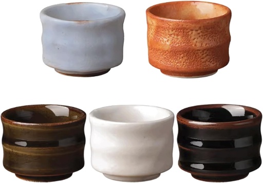 [BRSREGL3BEIWEHIV] 5 Pcs Traditional Hand Painted Pottery Set Japan Ceramic Sake Cups Set Ceramic Sake Set Sake Drinkware for Hot and Cold Drinks