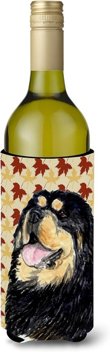 [BRSWIGI2CIPBE3LM] Caroline's Treasures SS4344LITERK Tibetan Mastiff Fall Leaves Portrait Wine Bottle Hugger Bottle Cooler Sleeve Hugger Machine Washable Collapsible Insulator Beverage Insulated Holder