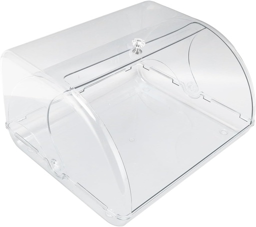 [BRSRAAQHOFYBOETB] Transparent Bread Box with Roll Up Lid, Flip Top Tea Cup Storage Box, Clear Countertop Storage Bin Container Bottle Organizer Holder for Home Dining Table Kitchen Cabinet