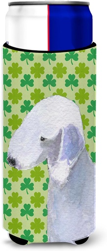 [BRSWIGIQBMAWY3T2] Bedlington Terrier St. Patrick's Day Shamrock Portrait Ultra Beverage Insulators for slim cans