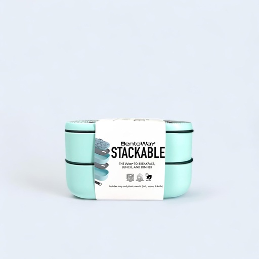 [BRSROBQQOENGEH3H] Modern Aqua Blue Stackable Lunch Box, Meal Prep, Leak Proof, 7.5"x4.5"x4.5" (Aqua Blue)