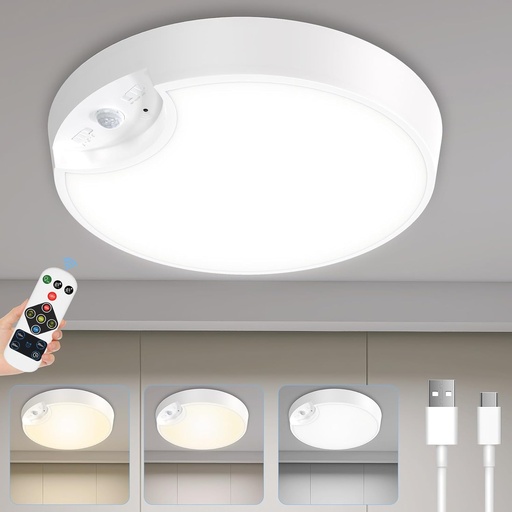 [BRSRAHD4DEHGK2D3] Motion Sensor Light Indoor - 3 Colors Battery Operated Wireless Ceiling Lights, 400LM Closet Lights Motion Sensored for Closet Stairs Bathroom Hallway Garage Porch Kitchen