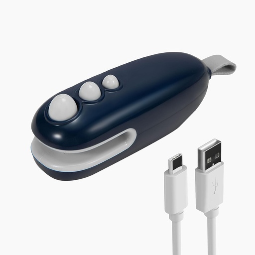 [BRSRA2YHOYAQ43TV] Mini Bag Sealer - 2 in 1 Type-C Rechargeable Heat Sealer & Cutter, Portable Handheld Vacuum Food Storage Sealer for Chip, Plastic & Snack Bags (Blue)