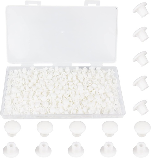 [BRSRMCA2OACBECQ4] 500Pcs 3/16 Inch Plastic White Hole Plugs, 5 mm Round Button Shelf Hole Plugs, Cabinet Closet Cupboard Shelves Furniture Peg Pin Nail Screw Drilling Hole Covers Caps