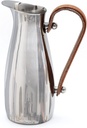 Stainless Steel Silver Water Pitcher Carafe with Leather Handle 10"H by Gute - Elegant Mirror Finish Bell Shaped Jug, For Hot/Cold Water, Iced Tea, Coffee, Sangria, Lemonade, and Flowers 42oz Capacity