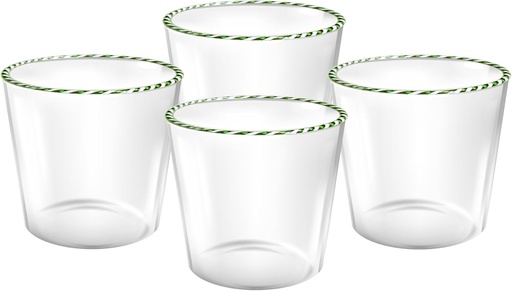 [BRSRAGQ3OB4B63LV] Gusto Buono Holiday Drinking Glasses — Set of 4 13oz Old Fashioned Glass, Borosilicate Glass Tumbler Vintage Glassware with Candy Cane Design