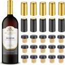 Wine Sealer for Wine Bottles - 50 pcs Wine Bottle Resealer Kit for Cruise with PVC Heat Shrink Capsules, T-Shape Wine Bottle Cork Stopper with Black Plastic Top for Making Cellars and Home Use