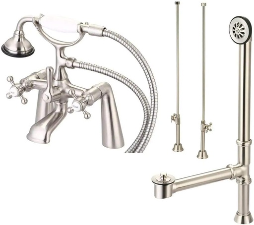 [BRSWYCQ6OV5QY3LV] Vintage Tub & Bath Mason Hill Collection Clawfoot Tub Rim Mount English Telephone Faucet with Handshower Complete Set