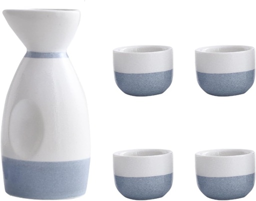 [BRSRABT7DMAR6AYV] 5 Piece Small Ceramic Traditional Sake Cup Set Hand Painted Design Porcelain Pottery Ceramic Wine Glasses with 4 Sake Cups 1 Sake Pot Black