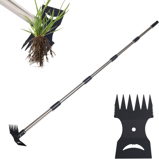 [BRSRE2YHAAIRMC3X] Weed Puller Tool, 78" Manual Weeder Remover Tool, 2 in 1 Stand Up Rake for Garden