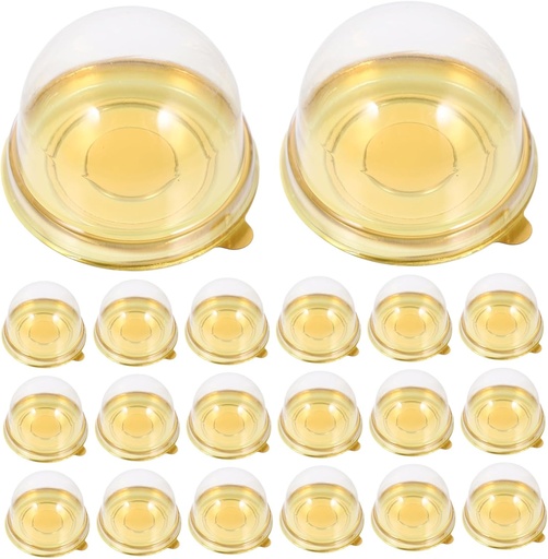 [BRSREEDRPMIBSELF] 50pcs Round Mini Cake Boxes Lids Dessert Containers for Moon Cakes and Cupcakes Stackable Pastry Holders for Baking and Wedding Favors