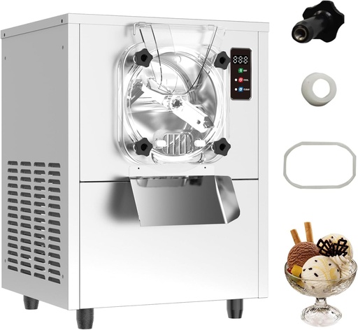 [BRSRAGAYCNYWMYA7] Commercial Hard Ice Cream Maker Machine 1400W 110V 3 to 4 Gallons Per Hour Gelato Ice Cream Machine with Auto Clean LED Panel Perfect for Snack Bar Restaurants