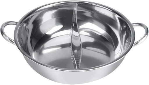 [BRSWYBQ6OQNBAEY7] Hot Pot with Divider, Stainless Steel Two Flavor Separation Hot Pot for Induction Cooker(13.3in)