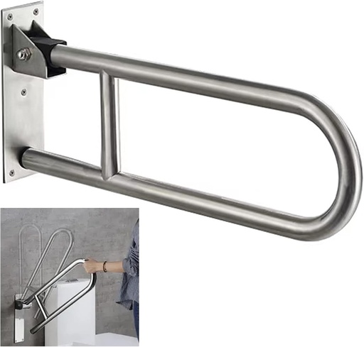 [BRSWYAYQCUCGOELP] FlySkip Fold Down Grab Bar - 24" Stainless Steel Flip-Up Handicap Support Bar for Bathroom Shower Safety