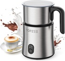 Topzee Electric Milk Frother and Steamer 4-in-1, 16.9oz/500ml Large Capacity, Frother for Coffee with Warm/Cold Foam, Warm Milk & Hot Chocolate for Latte, Cappuccino