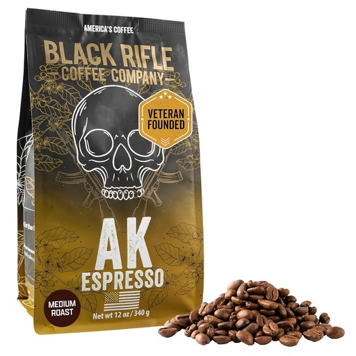 [BRSWGFQ5PMFBSFDH] Black Rifle Coffee Company, AK-47 Espresso,100% Arabica Coffee,Colombian Supremo Roasted Dark, Whole Bean 12 oz Bag