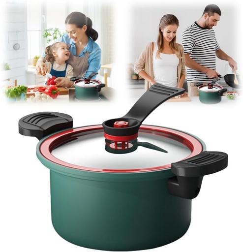 [BRSREYL6DMPRAA3B] 3.5L Micro Pressure Crock Pot, 2025 New Kitchen Vacuum Micro Pressure Stock Pot Non Stick Microwave Kitchenware, Saucepan Cookware Kitchen Accessories for Home Kitchen (Green)