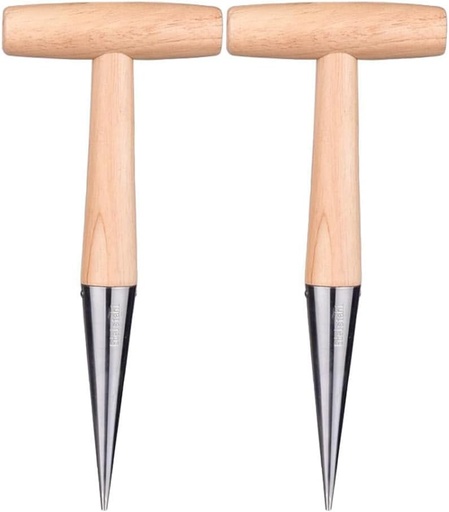 [BRSW2ZTQABYBG3LP] Hemoton 2pcs Wooden Hand Gardening Tools Planting Digging Soil Digger Hole Punchers Garden Tools Bulbs