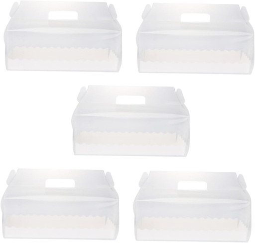 [BRSREFL6BEBGAC3P] 5Pcs Portable Roll Cake Packaging Boxes Handheld Transparent Baking Containers for Bread Cookies and Treats Easy Assembly Pet Food Storage