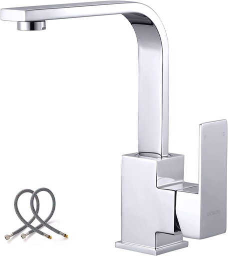 [BRSRMYIBC4FBEF3K] WOWOW Single Hole Bar Faucet Chrome Bar Sink Faucet Stainless Steel Rv Sink Faucet Small Kitchen Faucet Single Handle Wet Bar Tap with Supply Hoses Modern
