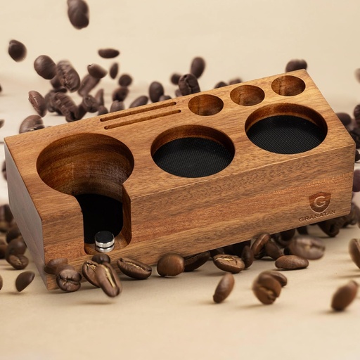 [BRSRACQPBN7QEGT3] Espresso Tamping Station, Acacia Wood Tamper Station, 54-58 MM Coffee Tamper Holder, Espresso Machine Accessories