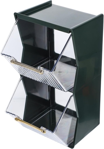 [BRSREZAQA4MQIF3J] GLEAVI Multi-Function Tea Bag Organizer Elegant Design Dual Storage Rack for Coffee and Tea Bags for Home Office and Restaurants Transparent