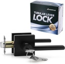 Entry Door Handle Lock and Key,Square Entrance Locking Lever Set [for Room Office] Reversible for Left Right Interior Exterior Front Door,Lockable,Not Keyed Alike,Heavy Duty (Matte Black)