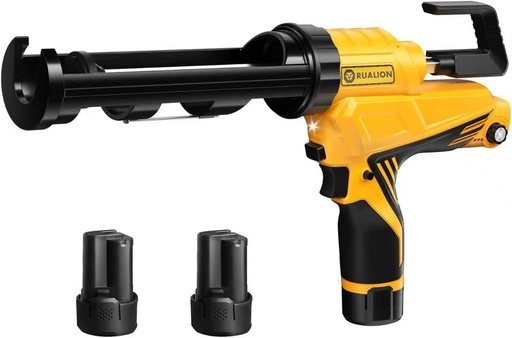 [BRSREATQOUNAIDQ7] Electric Caulk Gun - Max 4000N Force, Variable Speed Cordless 1/10 Gallon (10 oz) Caulking Tool with Rotating Cradle & Auto Flow Stop (2 * 12V 2.0 Ah Batteries)