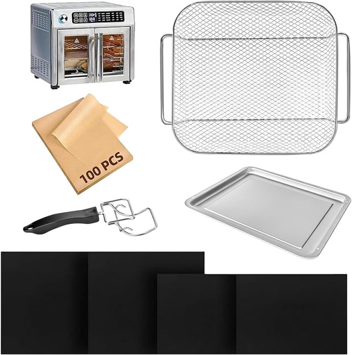 [BRSRACD3CMBWC2A7] Air Fryer Accessories Baking Pans Set Compatible with Emeril Lagasse 26 Qt,Air Fryer Basket and Pans for Oven,Air FryerTray Extractor,Parchment Paper Disposable Teflon Mat Airfryer Liners