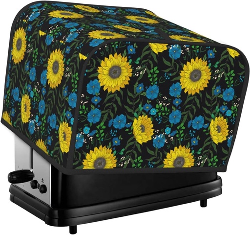 [BRSRAHYHPMBGA3IZ] Oven Cover Kitchen Bread Machine Protector,4 Slice Toaster Cover For Home,Fingerprint Coaster Cover,Kitchen Small Appliance,Sunflowers And Blue Flower