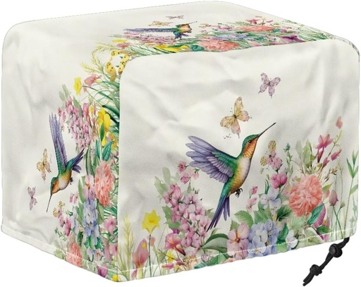[BRSRAGIRCBYRYDYV] Babrukda Hummingbird Floral Toaster Cover 4 Slice Wide Slot Butterfly Daisy Bread Maker Cover with Drawstring Design Waterproof Kitchen Small Appliance Protector for Microwave Oven Kitchen Decoration