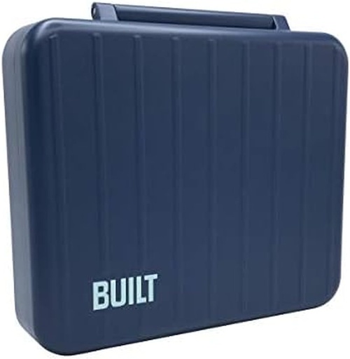 [BRSWYFIOAAGQMGT2] BUILT Microwave Safe Leak-Resistant 3-Compartment Bento-Style Lunch Box with Utensils and Dressing Container Poseidon Blue 5269835