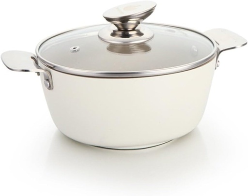 [BRSRACYNCUPQGALB] Stock Pot Cooking Pot Dual Heat-Resistant Handles Stockpots with Lid, Modern Aluminum Kitchen Stock Pot, Induction Pot, Cookware Pot, Cooking Pot, Crock Pot,White