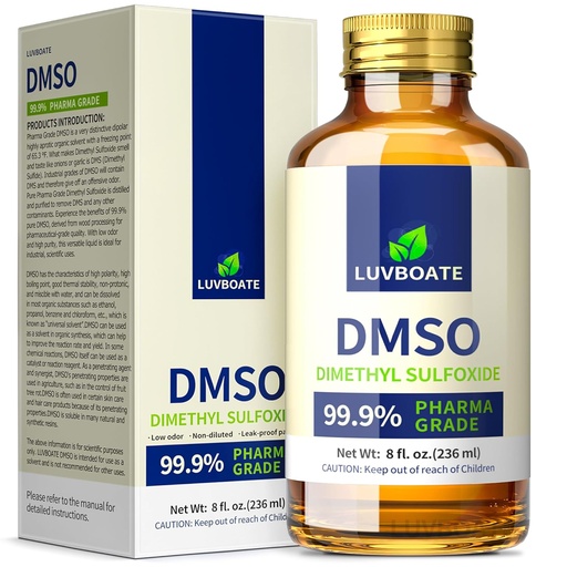 [BRSRAAL7OUHAI3Q4] DMSO 99.9% Pharma Grade, Pure Liquid Dimethyl Sulfoxide 8 fl.oz in Glass Bottle, Non-Diluted, Low Odor