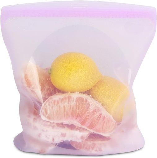 [BRSROH32A4OROHY2] Reusable Silicone Food Container Double Sealed Leakproof Food Storage Bag 2500ml Reusable Sandwich Bags Reusable Silicone Containers for Food Storage, Freezer, Microwave(PURPLE)