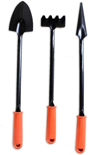 [BRSWIBDQBEMR4ETO] HOMEGARDEN 3 Piece Long Handled Mini Garden Tools Set | 7.5" (19 cm) to 9" (22.8 cm) Steel Tools | Rubber Handles | for Potted Plants & Window Boxes
