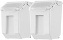 Ingredient Storage Bin, 2 x 15L Dispenser Bin with 2 Measuring Cups, Attachable Casters and Airtight Lid, 2 Pcs/Set Dog Pet Food Storage Container, PP Material Kitchen Rice Cereal Flour Bin