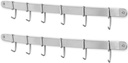 Stainless Steel Kitchen Utensil Racks Holder Hanging Rail Organize Pots Pans Kitchen Knife Gadgets On Wall Mounted Hanger Bar Rail Under Cabinet Shelf (6 Hook,17") Pack of 2